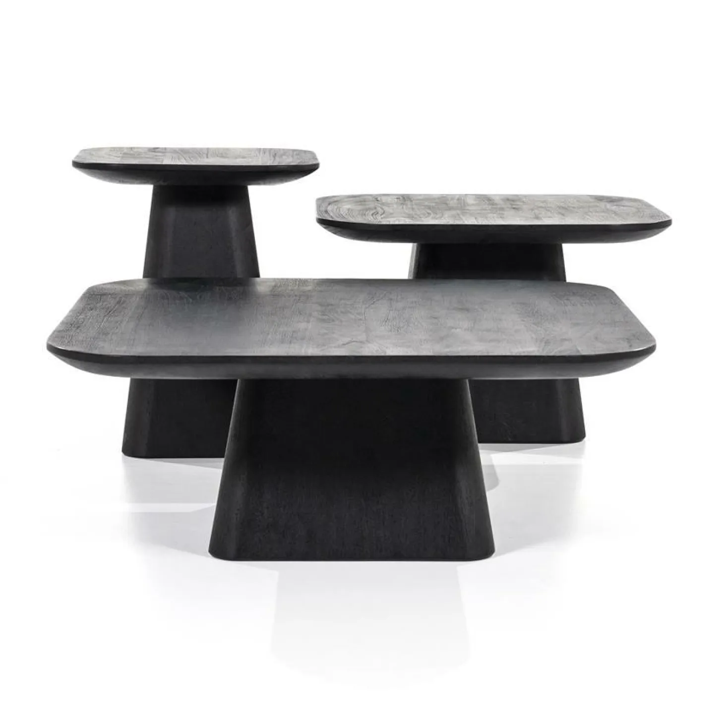 Vierkante Bijzettafel Aron Mangohout - Zwart 60 cm - Loft24.nl