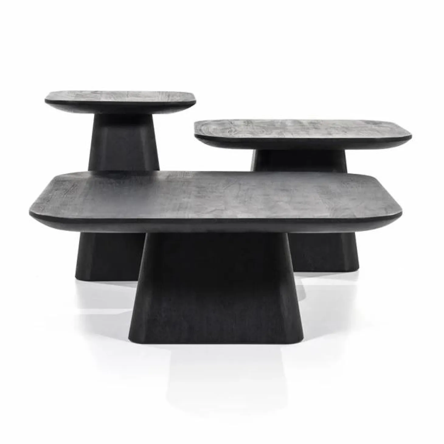 Vierkante Bijzettafel Aron Mangohout - Zwart 60 cm - Loft24.nl