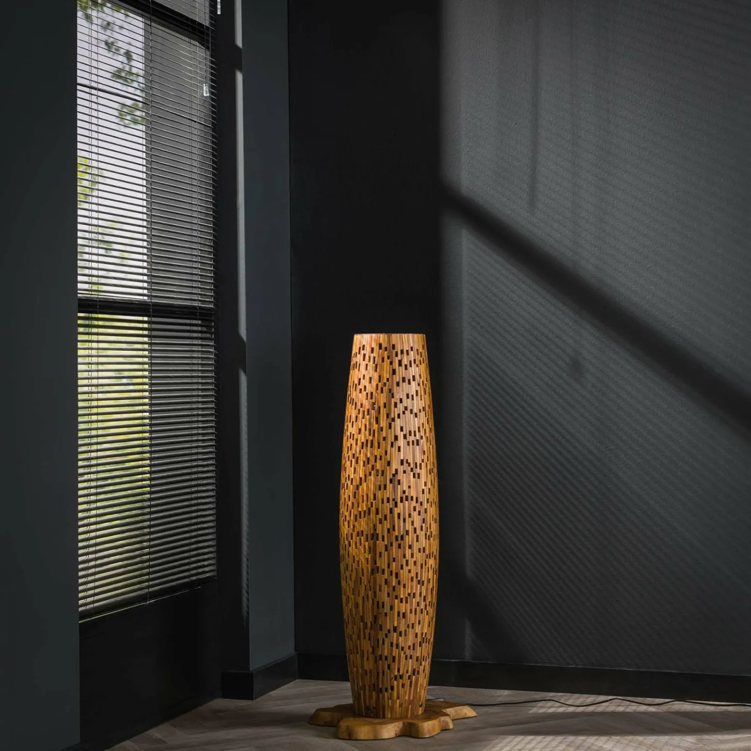 Vloerlamp Bars Small 104cm 2 lampen Teakhout - Loft24.nl