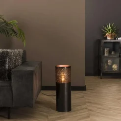Vloerlamp Cilinder Zwart Nikkel - 60 cm - Loft24.nl
