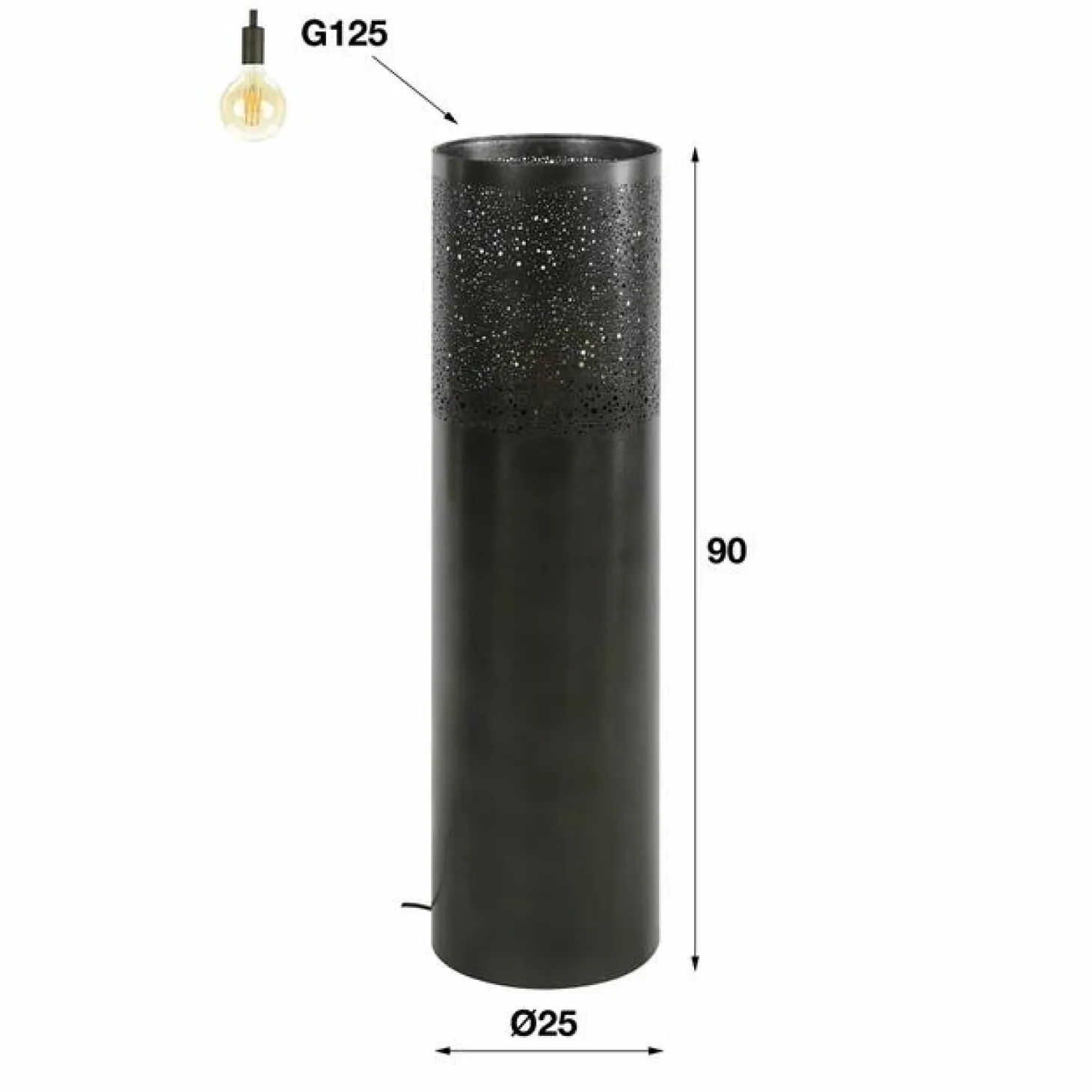 Vloerlamp Cilinder Zwart Nikkel - 60 cm - Loft24.nl
