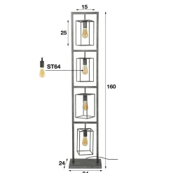 Vloerlamp Cubic Tower 160 cm - Loft24.nl