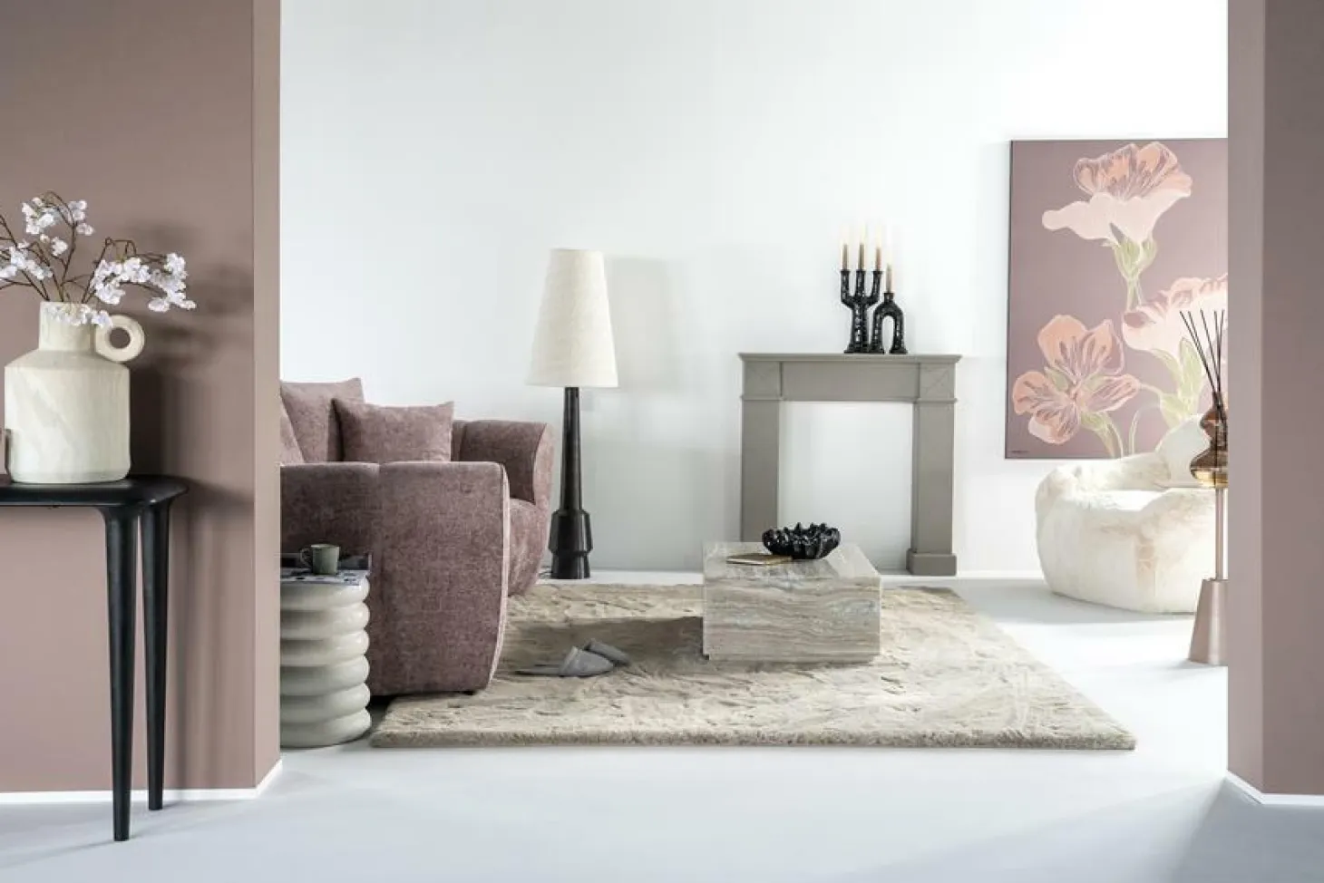 Vloerlamp Dawn Bouclé en metaal 146cm - Loft24.nl