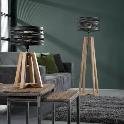 Vloerlamp Twist Houten Kruis Frame - 1 lamp - Loft24.nl