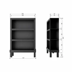 Wandkast Bonk Grenen, 160 x 107cm - Zwart - Loft24.nl