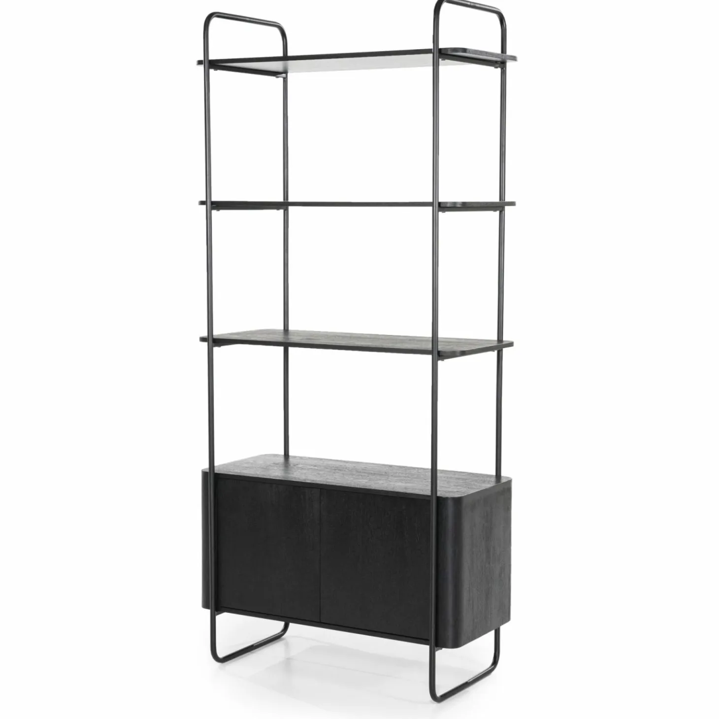 Wandkast James Mangohout en Metaal 96x210cm - Zwart - Loft24.nl