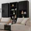 Wandkast Tenna Mangohout met 2 open vakken 220 x 80 cm - Zwart - Loft24.nl