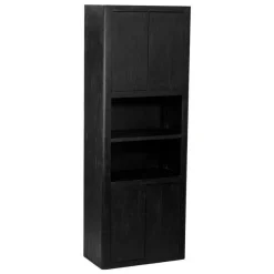 Wandkast Tenna Mangohout met 2 open vakken 220 x 80 cm - Zwart - Loft24.nl