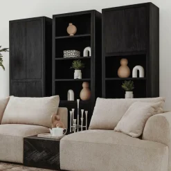 Wandkast Tenna Mangohout 220 x 80 cm - Zwart - Loft24.nl