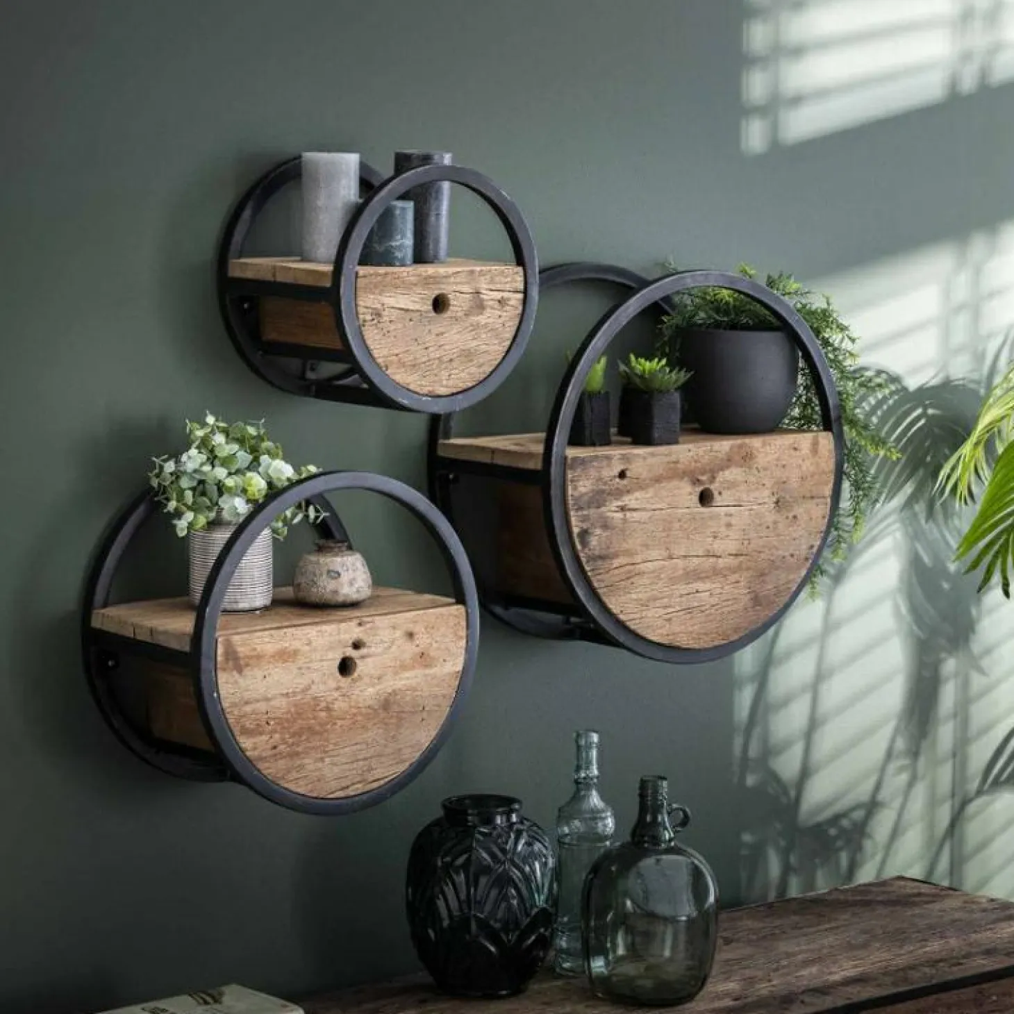 Wandplank Circular Hardhout - Ø40 - Loft24.nl