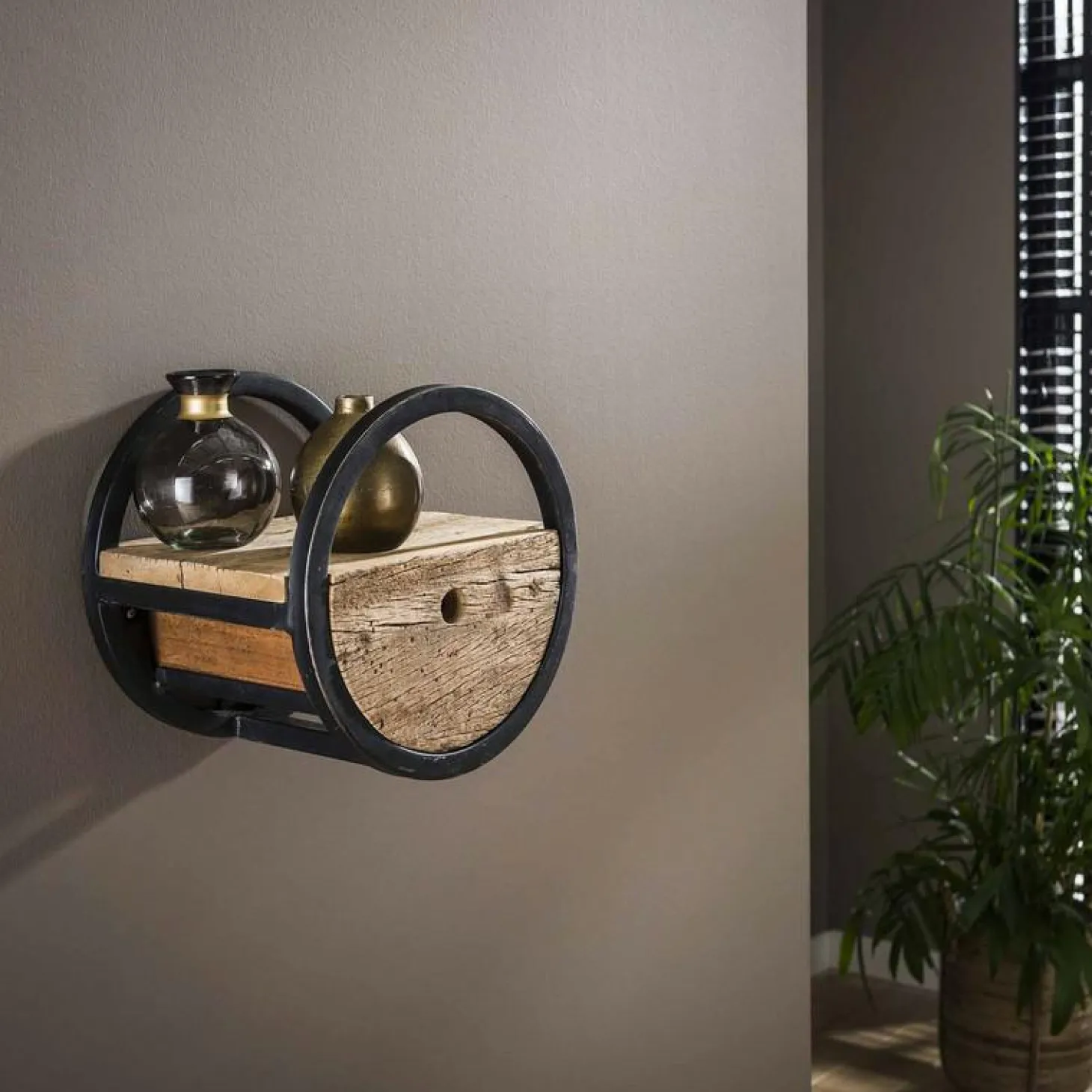 Wandplank Circular Hardhout - Ø40 - Loft24.nl