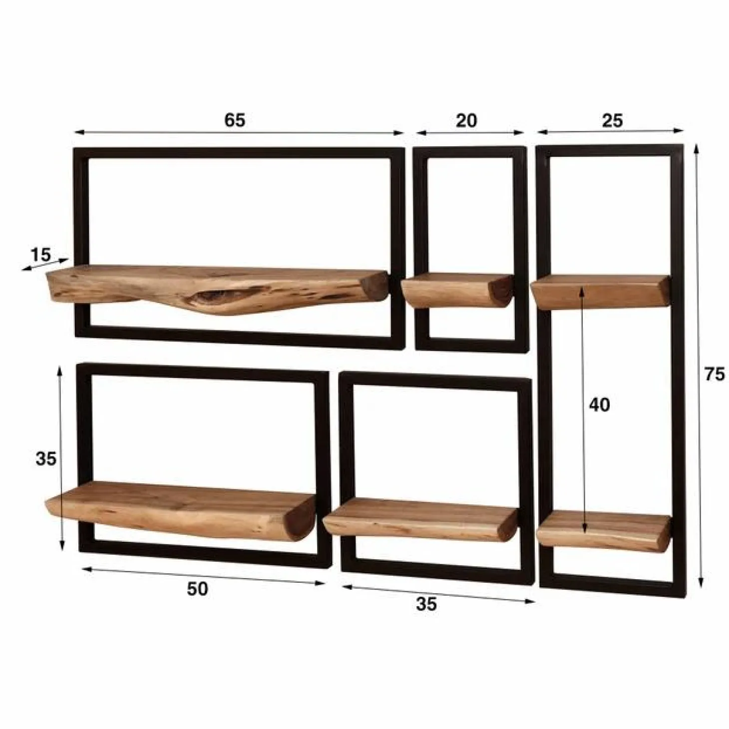 Wandschap Edge - Set van 5 Stuks - Loft24.nl