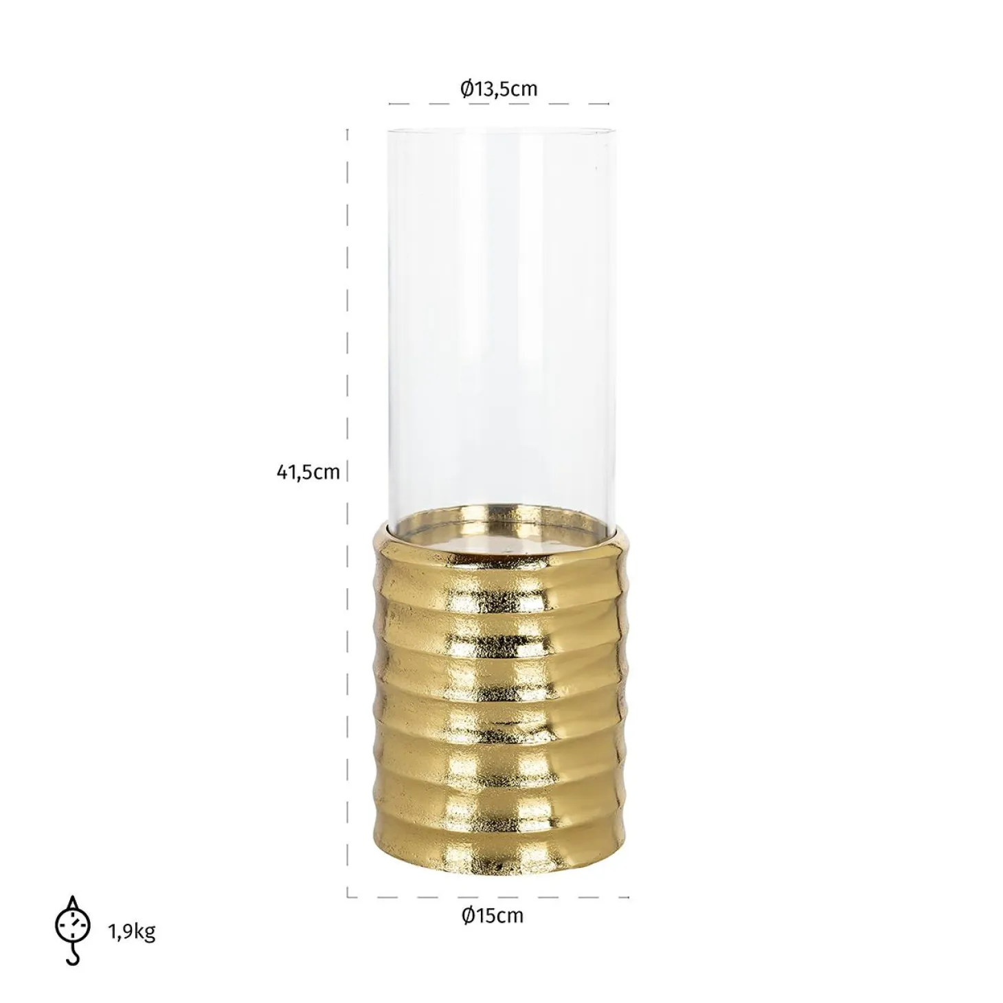 Windlicht Bodil groot (Gold) - Loft24.nl