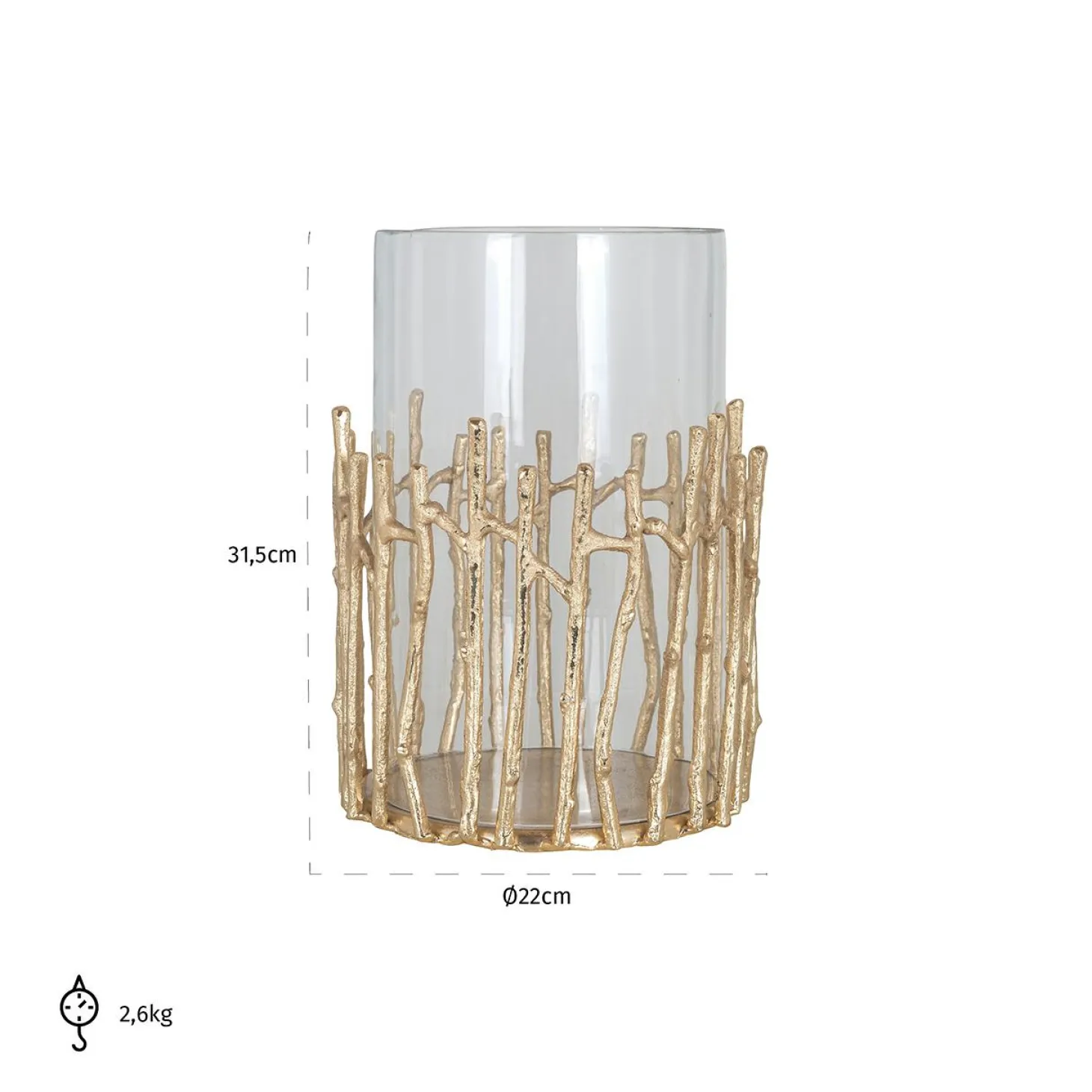 Windlicht Loretta groot (Gold) - Loft24.nl
