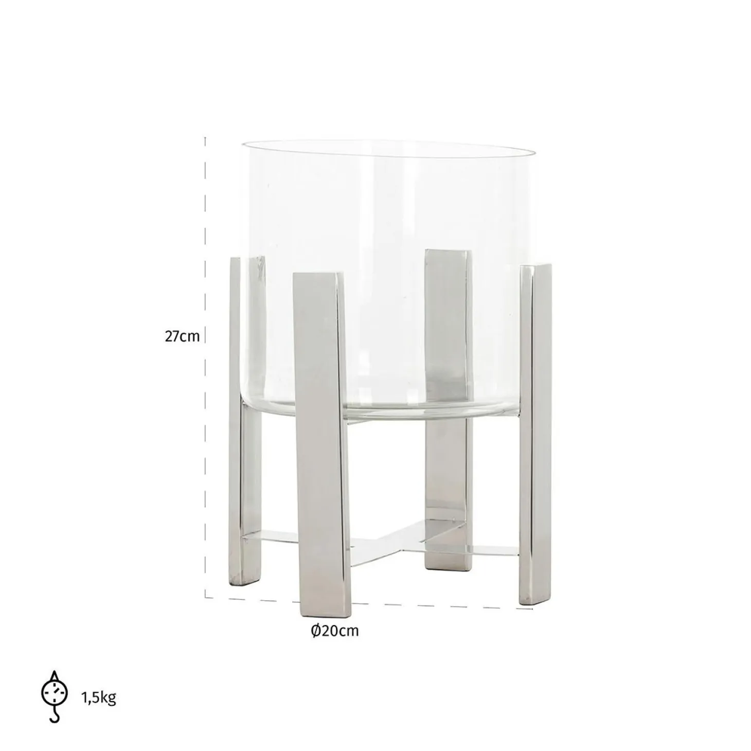 Windlicht Tiko zilver (Silver) - Loft24.nl