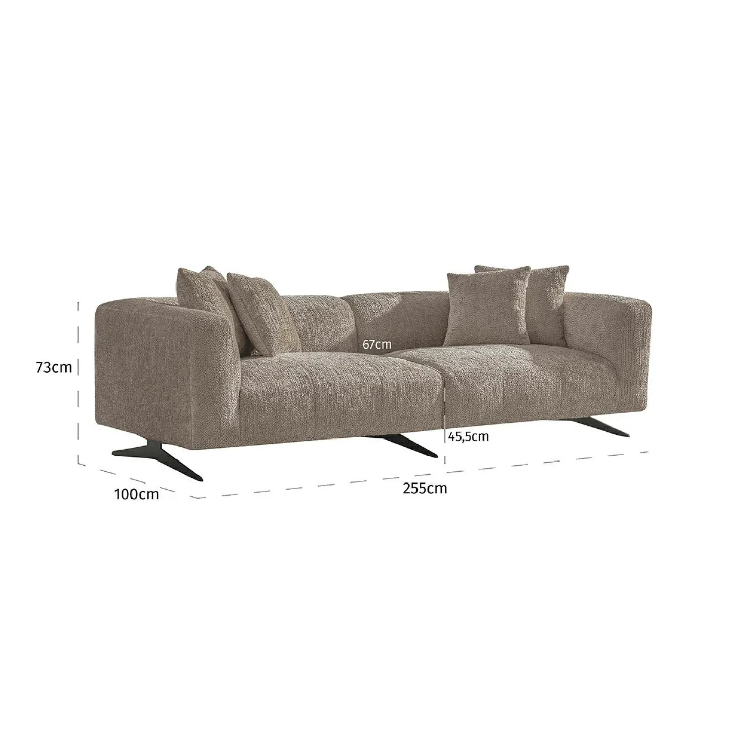 3-zits Bank Hoxton Chenille - Beige - Loft24.nl