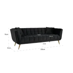 3-zits Bank Huxley Velvet - Antraciet - Loft24.nl