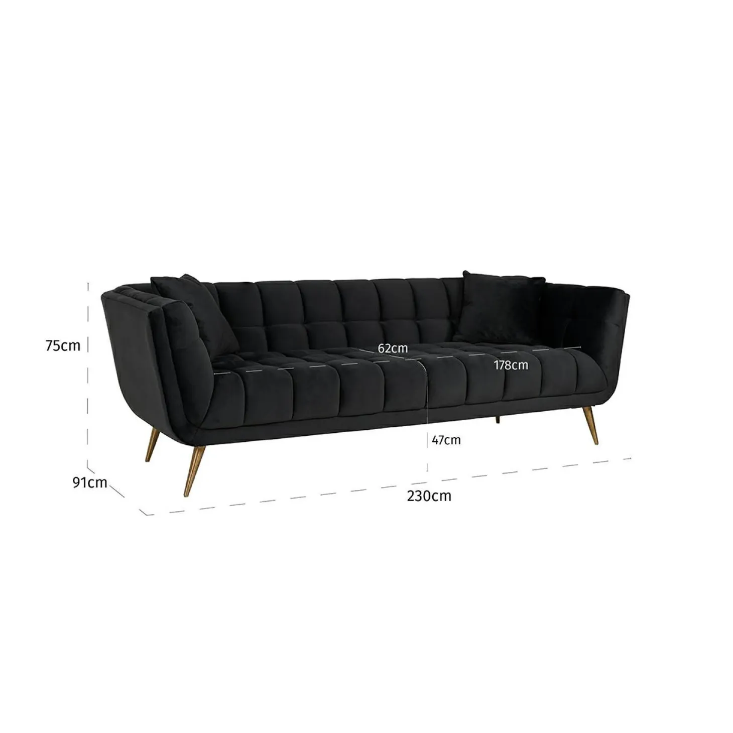 3-zits Bank Huxley Velvet - Antraciet - Loft24.nl
