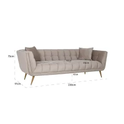 3-zits Bank Huxley Velvet - Khaki - Loft24.nl