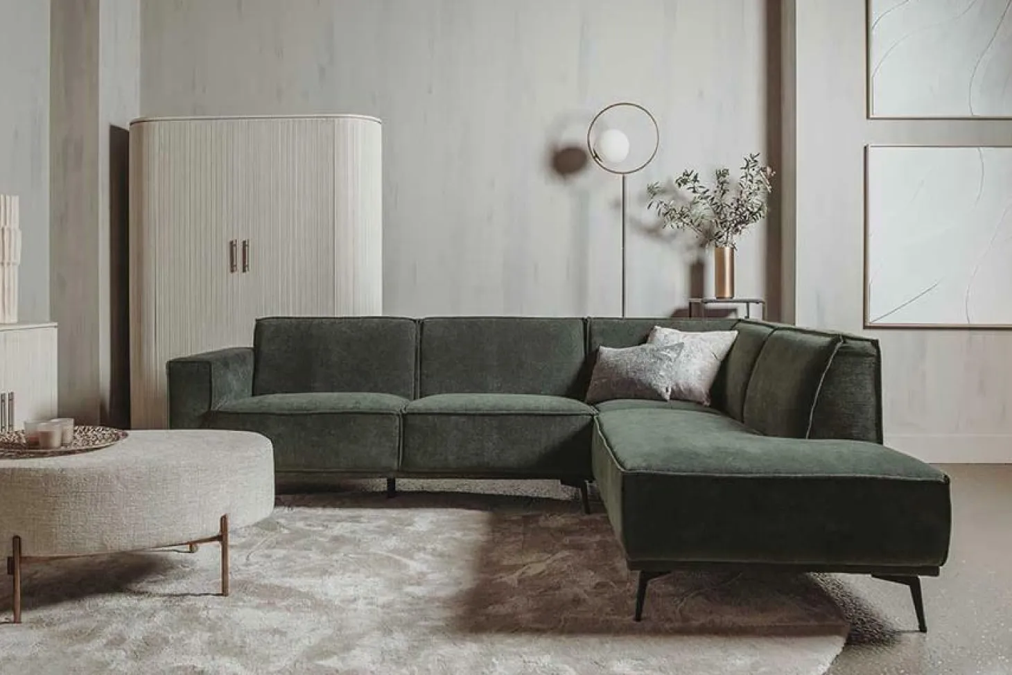 2,5-zits Hoekbank Leeds - Groen (Rechts) - Loft24.nl
