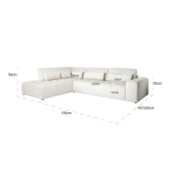 3-zits Hoekbank Lund Chenille - Crème - Loft24.nl