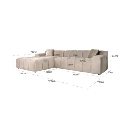 3-zits Loungebank Cube Links Chenille - Khaki - Loft24.nl