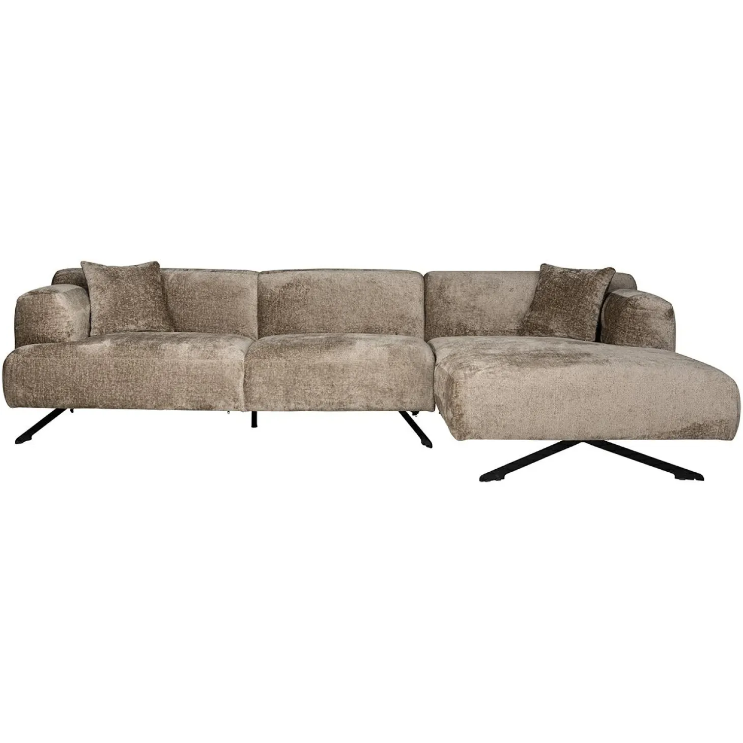 3-zits Loungebank Donovan Rechts Chenille - Taupe - Loft24.nl
