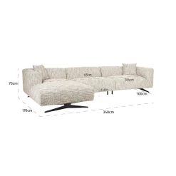 3-zits Loungebank Hoxton Links Chenille - Naturel - Loft24.nl
