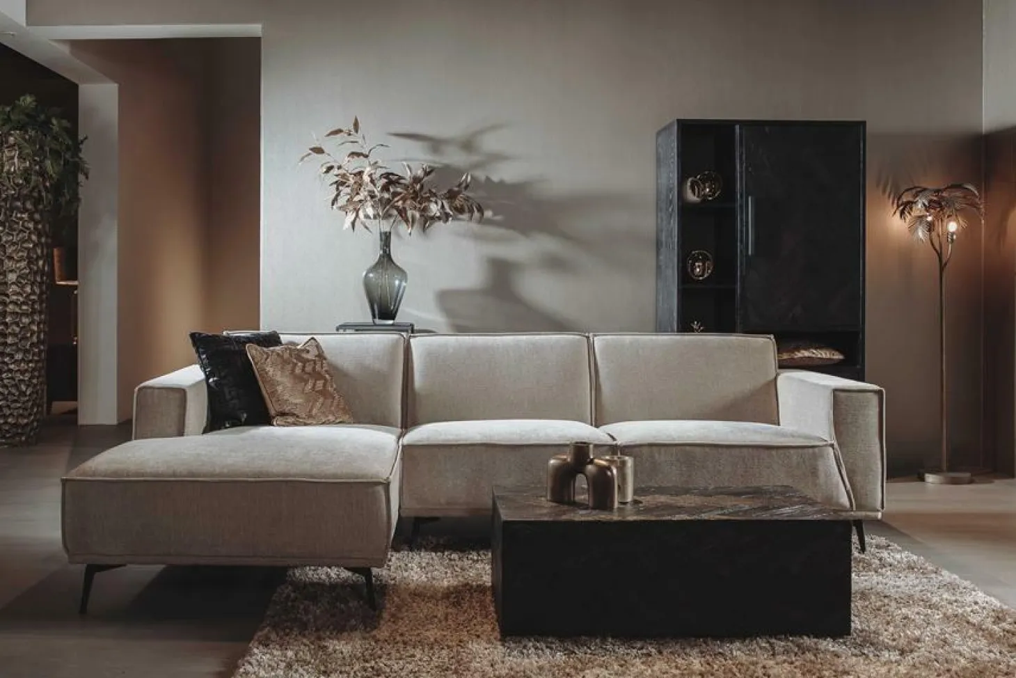 2,5-zits Loungebank Leeds - Beige (Lounge Links) - Loft24.nl