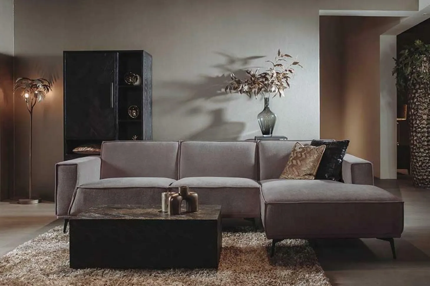 2,5-zits Loungebank Leeds - Bruin (Lounge Rechts) - Loft24.nl