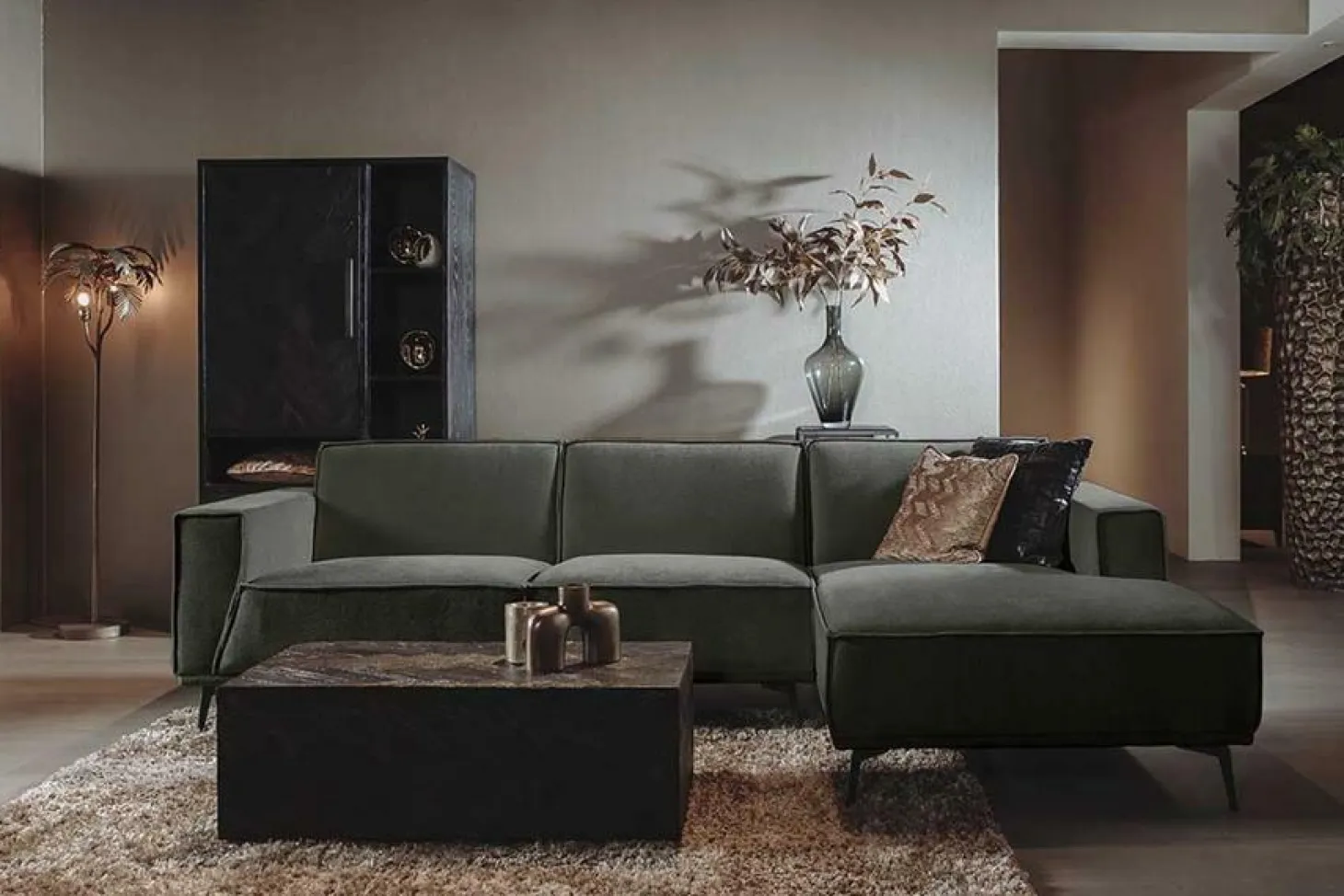 2,5-zits Loungebank Leeds - Groen (Lounge Rechts) - Loft24.nl