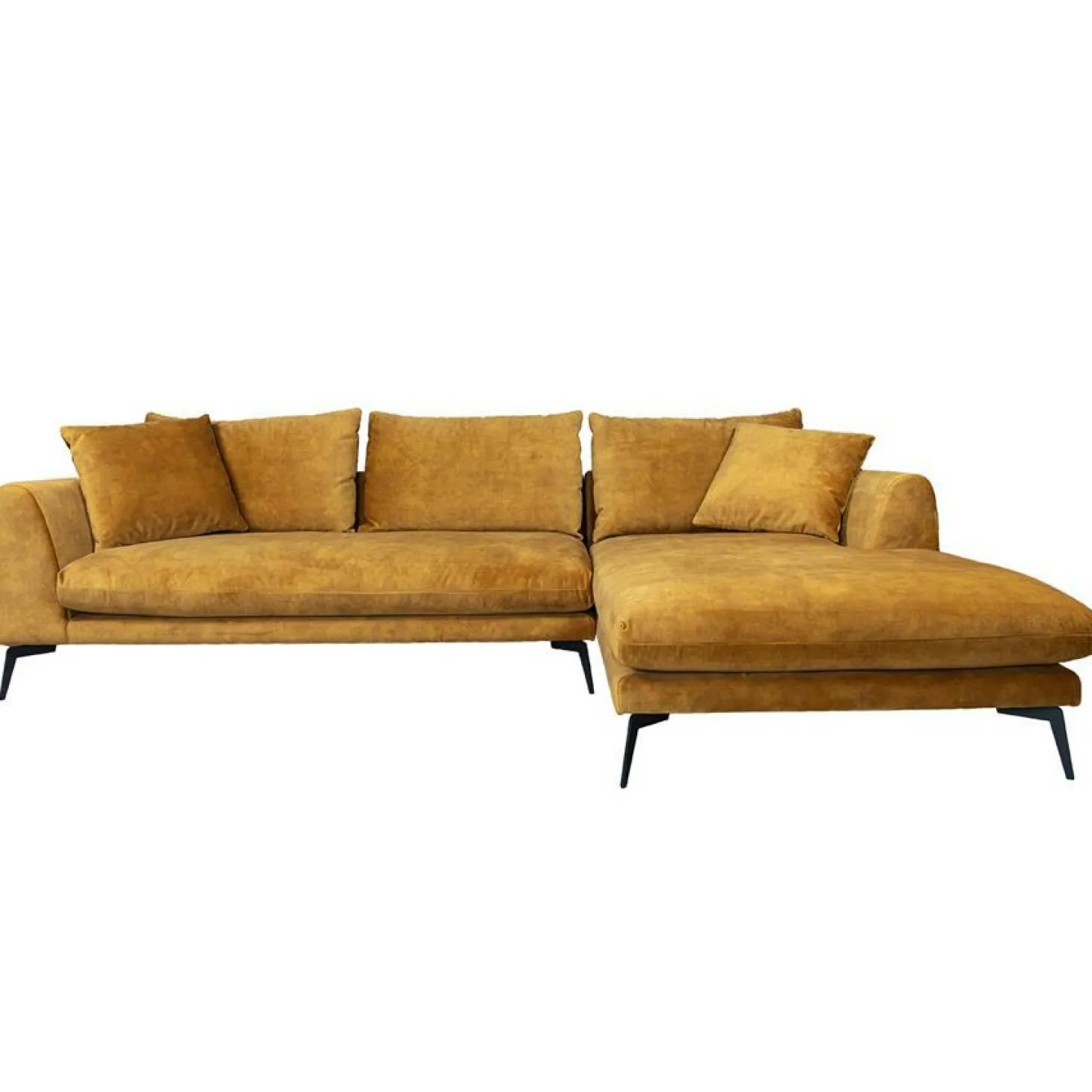2,5-zits Loungebank Nottingham Velvet - Mosterdgeel (Lounge Rechts) - Loft24.nl