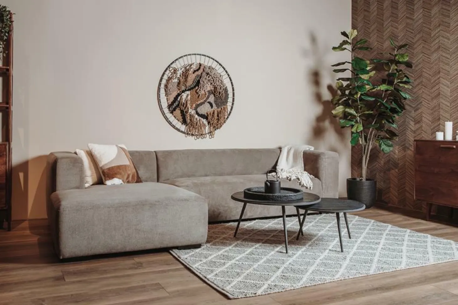 2,5- zits Lounge/Hoekbank Glasgow - Taupe (Lounge Rechts) - Loft24.nl