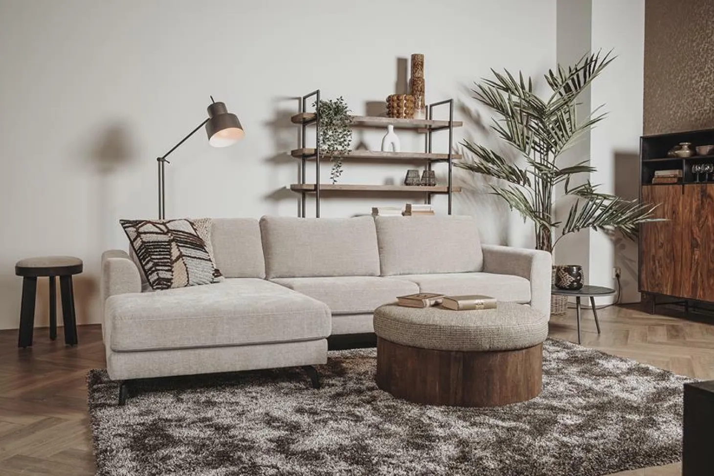 2,5-zits Lounge/Hoekbank Highlands - Grijs (Lounge Links) - Loft24.nl
