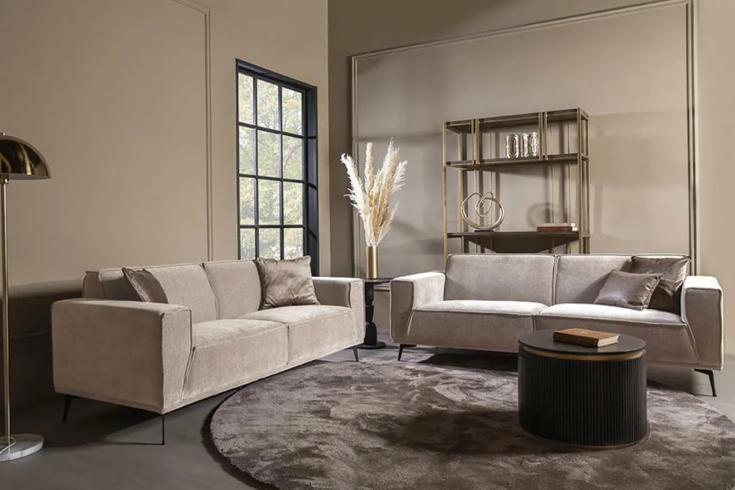 2,5-zits plus 3-zits bank Leeds - Beige - Loft24.nl