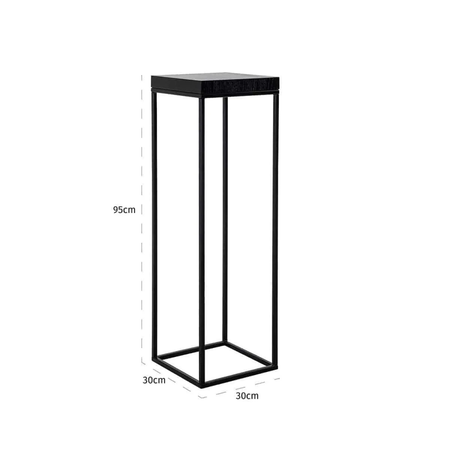 Zuil Oakura Hout en Staal 95cm hoog kleur zwart - Loft24.nl