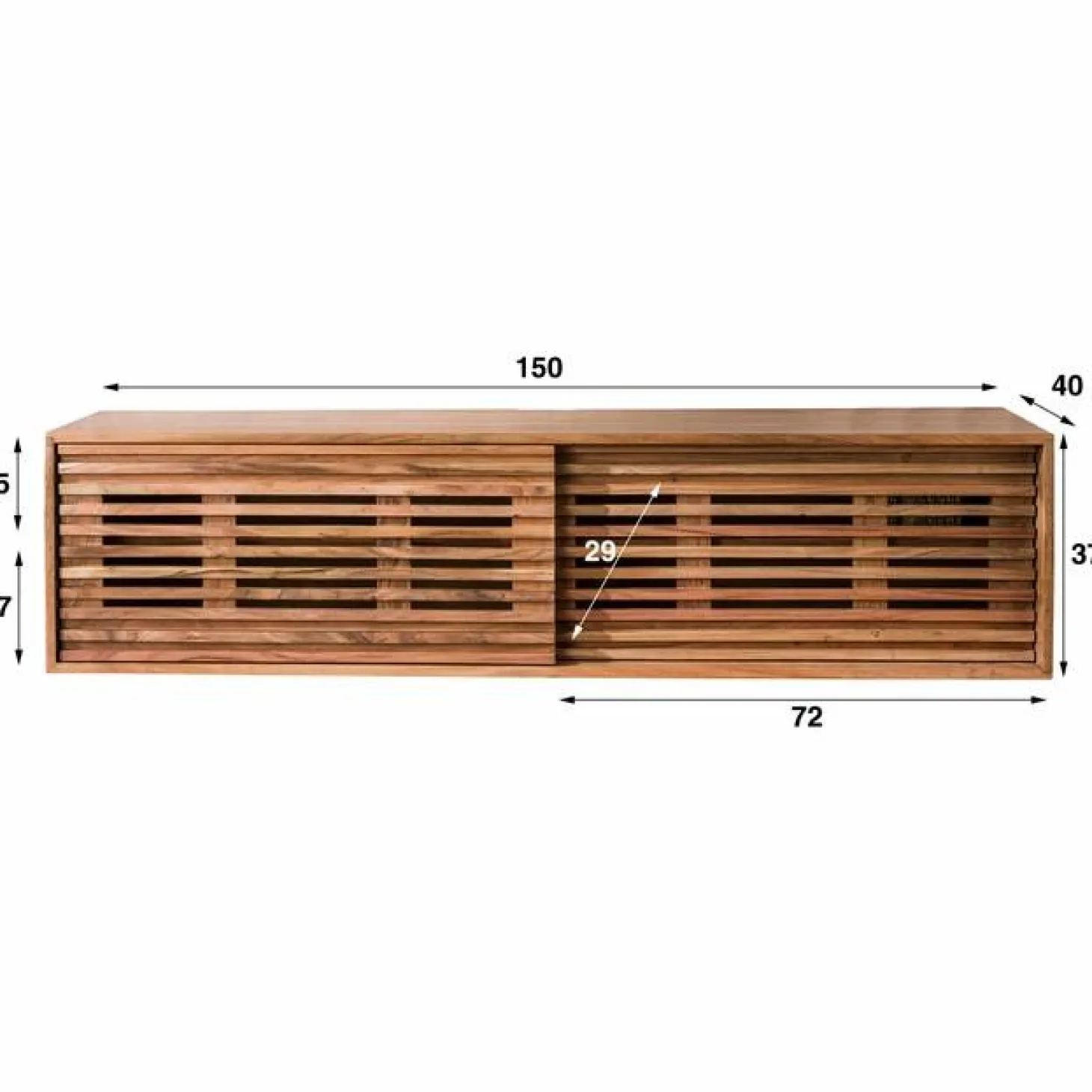 Zwevend TV-meubel Slide Acaciahout 150cm - Naturel - Loft24.nl